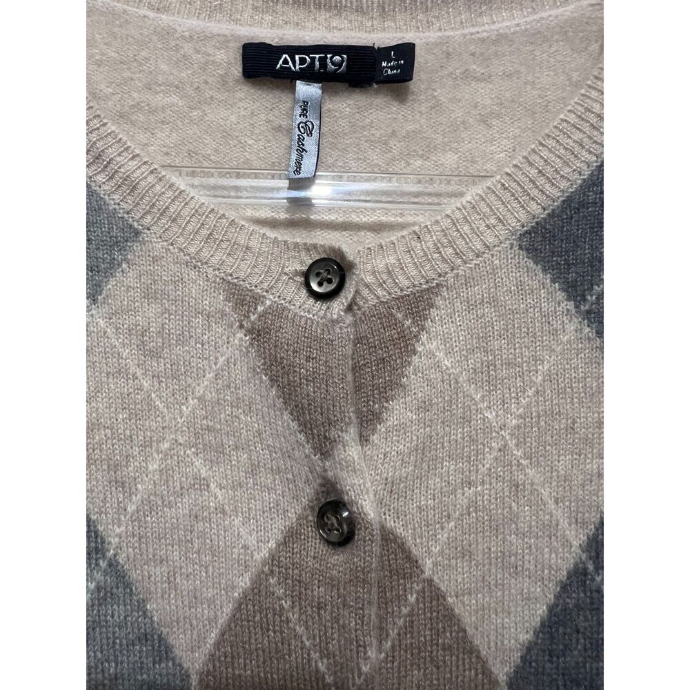 Apt. 9 100% Cashmere Argyle Button Front Sweater … - image 3